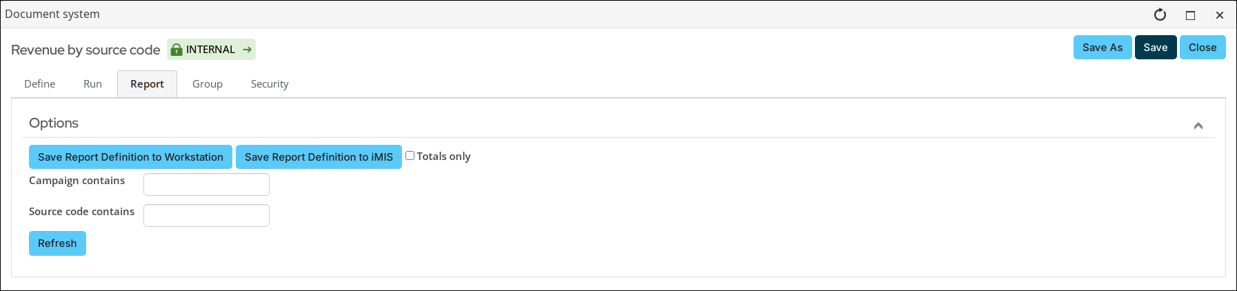 The report tab